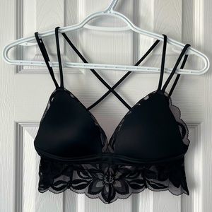 3 for $25 - Victorias Secret PINK Lace Longline Push Up Bra in Black - NWOT